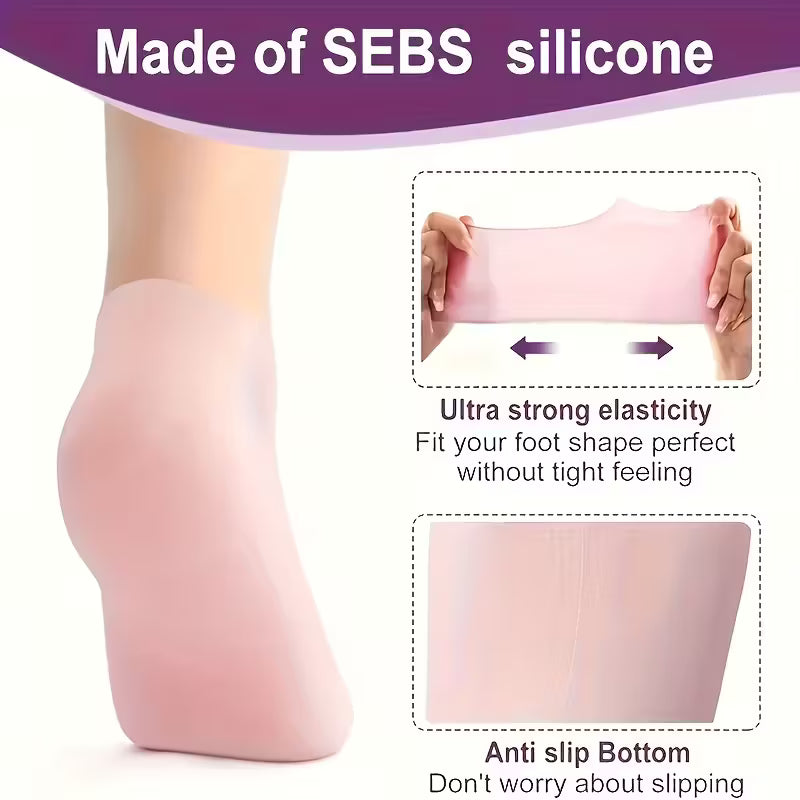 Unisex Silicone Moisture Socks (1 Pair) — For Dry, Cracked Heels