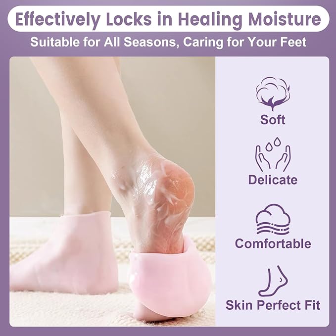 Unisex Silicone Moisture Socks (1 Pair) — For Dry, Cracked Heels